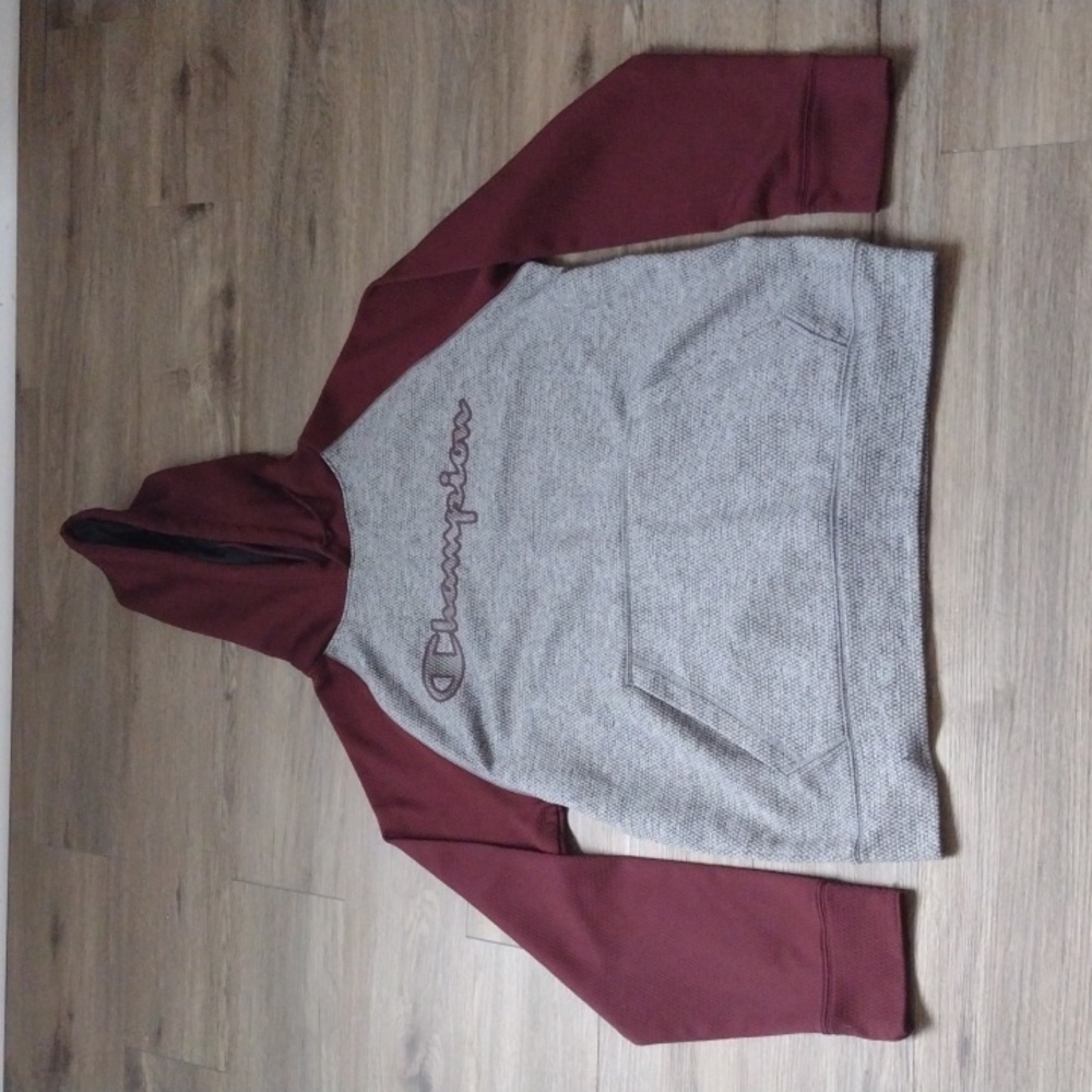 Champion men's grey maroon hoodie